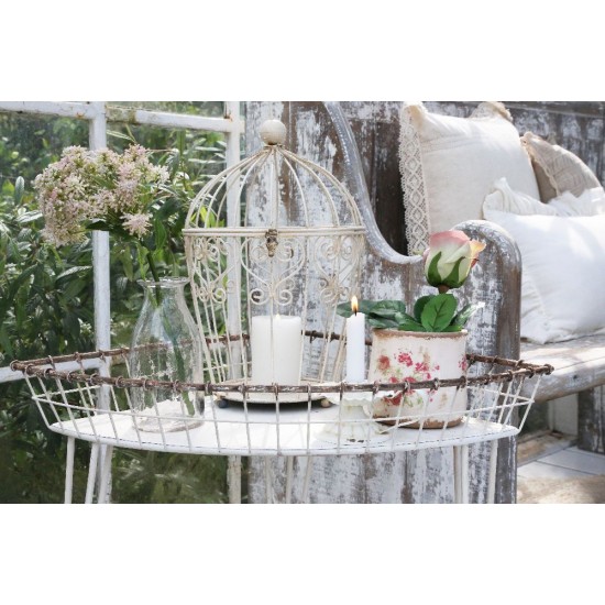 Bord med fil de fer H50cm creme planteskammel