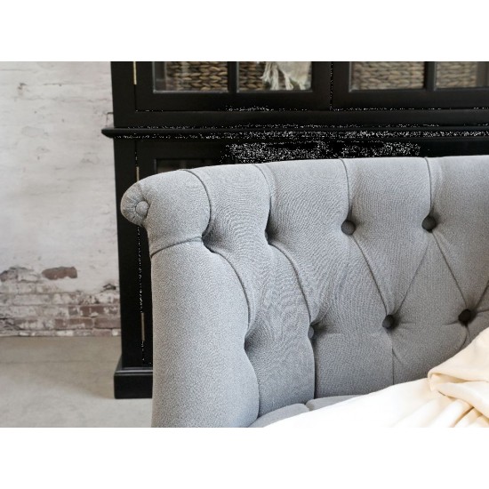 Fransk sofa i hørstof 2 personer 110cm Sort - Gratis Levering 