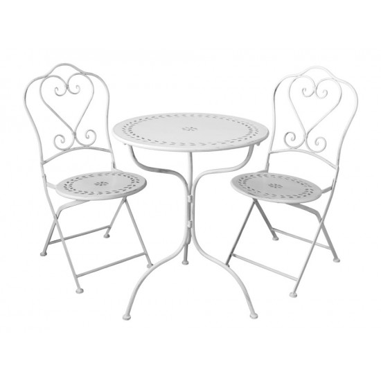 Cafesæt med 2 stole og 1 bord Hvid