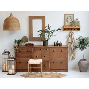 Hylde med 5 skuffer og 5 knager B60cm