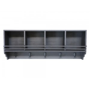Hylde med 4 rum og 5 knager B80cm antique sort