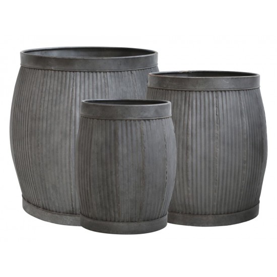 Blomster skjuler i zink med riller H40cm Ø36cm