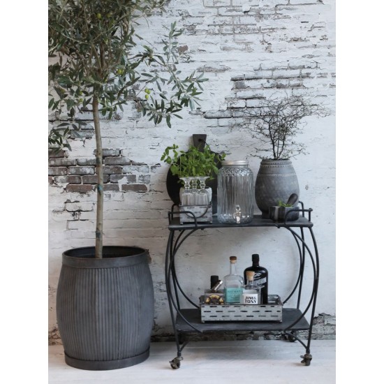 Blomster skjuler i zink med riller H40cm Ø36cm