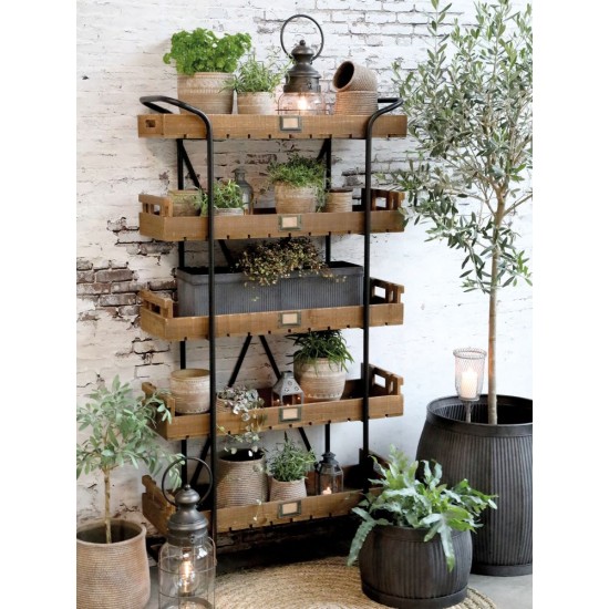 Blomster skjuler i zink med riller H40cm Ø36cm