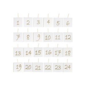 Kalenderlys antique hvid 24 stk med nummer 1-24 H3.5cm Kalenderlys antique hvid 24 stk med nummer 1-24 H3.5cm