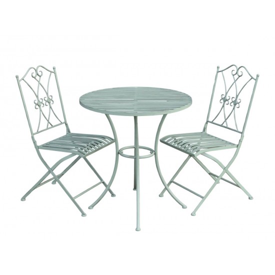 Cafésæt med 2 stole og 1 bord Grøn Ø70cm