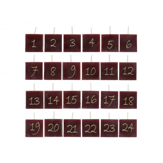 Kalenderlys antique cherry 24 stk med nummer 1-24 H3.5cm Kalenderlys antique cherry 24 stk med nummer 1-24 H3.5cm