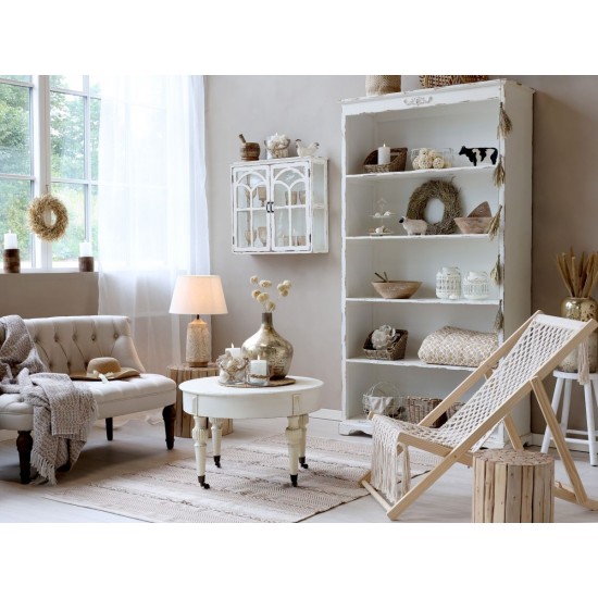 Reol med 5 hylder og dekor Hvid H200cm