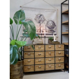 Kommode med 16 skuffer B120cm