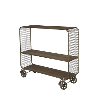 Vogn på hjul med træhylder H99cm Vogn på hjul med træhylder H99cm