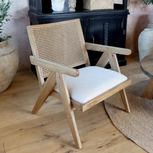 Loungestol med stofsæde og fletryg H77cm