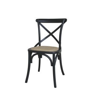 Fransk Spisestol Sort med fletsæde 2 stk 