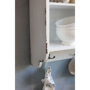 Skab til væg med låge - hylder og knager Creme H61cm