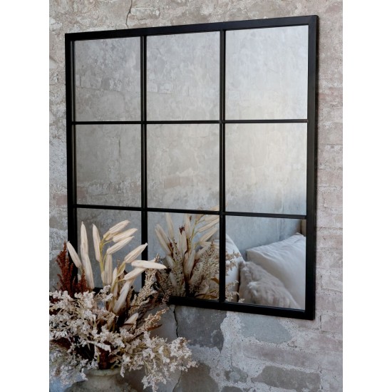 Factory Spejl 90x90cm sort kant