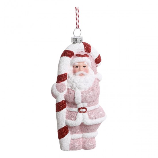 Julekugle Julemand med sukkerstok til ophæng H12.5cm Julekugle Julemand med sukkerstok til ophæng H12.5cm