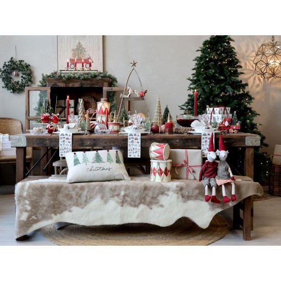 Rød Vintage tromme med læder håndlavet Ø6cm