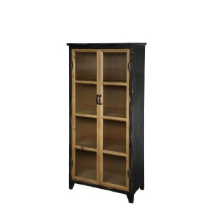 Vitrineskab med 4 hylder og rillede glaslåger H150cm