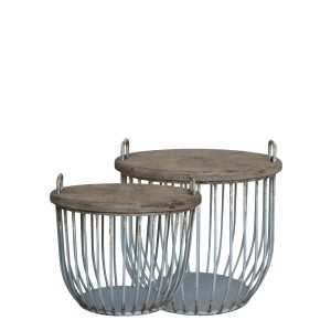 Sofabord med trælåg sæt af 2 Ø48-57cm