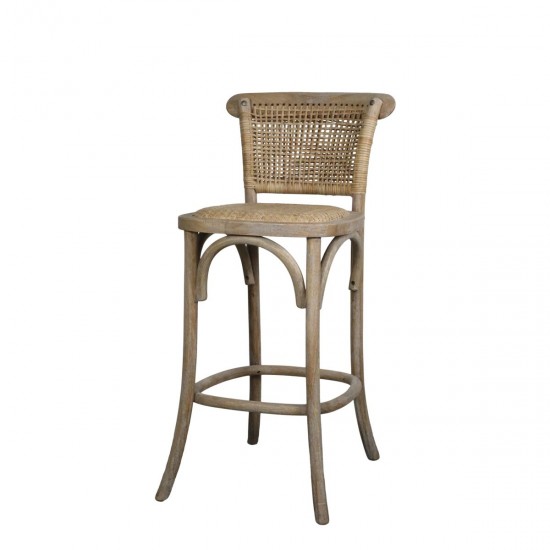 Fransk Barstol med fletsæde og ryg H92cm
