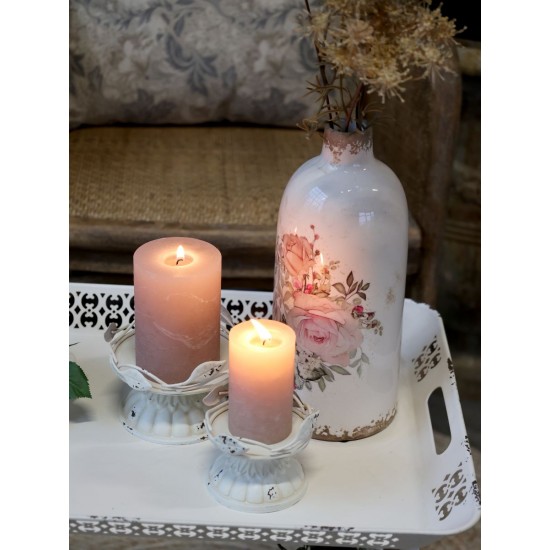 Lysestage til bloklys med decor H8cm