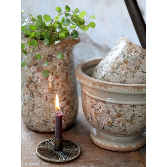 Lysestage til kertelys antique messing Ø7.5cm