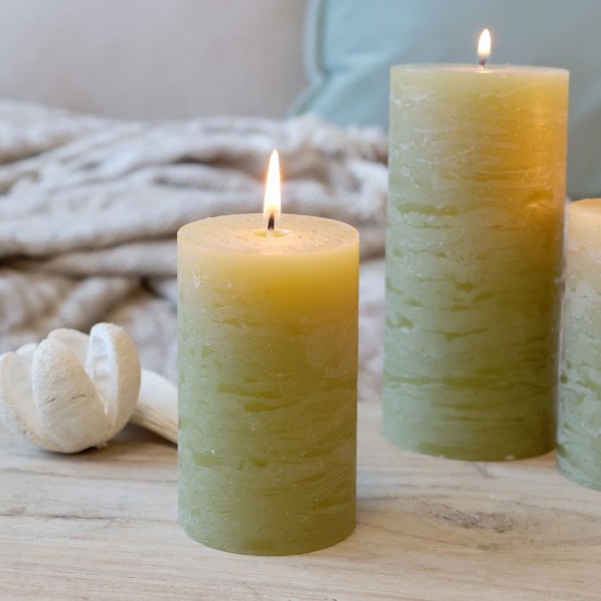 Macon bloklys Mos gul-grøn H10cm Ø6cm