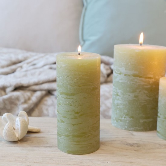 Macon bloklys Mos gul-grøn H15cm