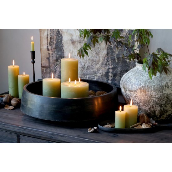 Macon bloklys Mos gul-grøn H15cm