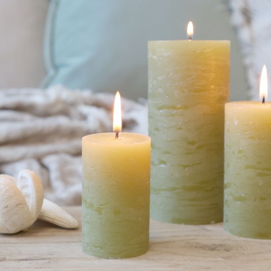 Macon bloklys Mos gul-grøn H8cm