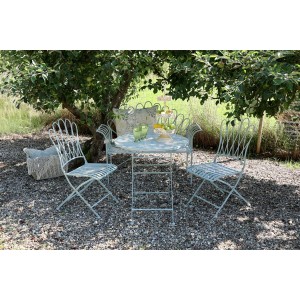 Bænk med buet ryg B124cm Lyseblå