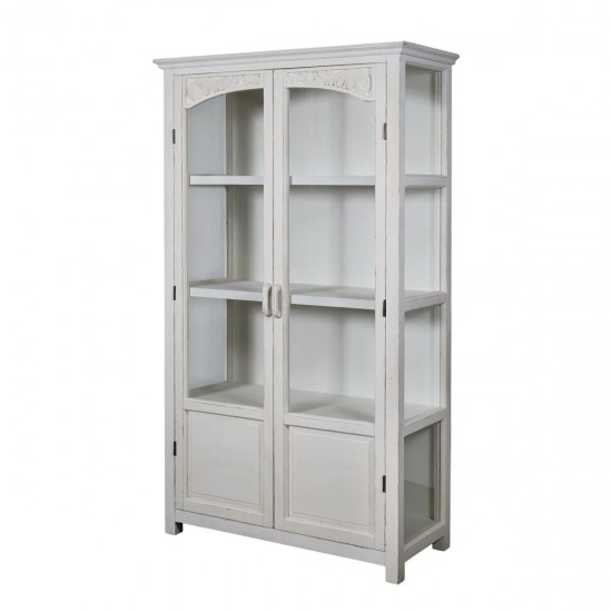 Vitrineskab med glaslåger og hylder H170cm