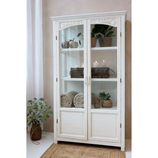 Vitrineskab med glaslåger og hylder H170cm