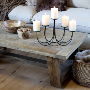 Sofabord i genbrugstræ 68x130cm