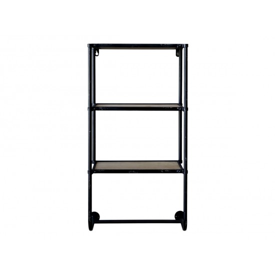 Hylde til væg med 2 hylder og knagerække H66cm Hylde til væg med 2 hylder og knagerække H66cm
