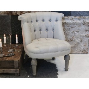 Lænestol med hørstof - Creme