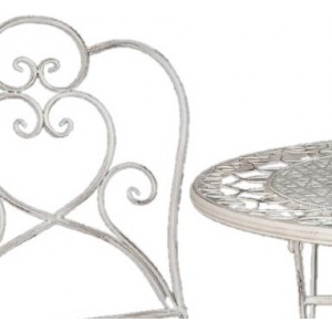 Cafe Bord + 2 stole i metal Ø70xH75cm