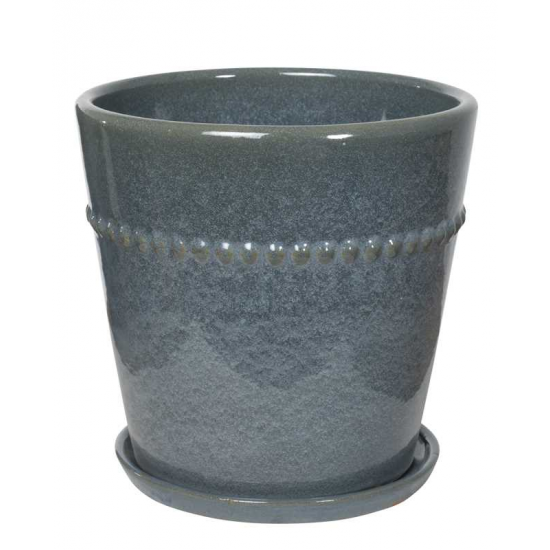 Aneto Keramik potte med underfad H30cm Ø30cm Mat grå