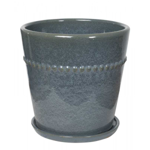 Aneto Keramik potte med underfad H30cm Ø30cm Mat grå Aneto Keramik potte med underfad H30cm Ø30cm Mat grå