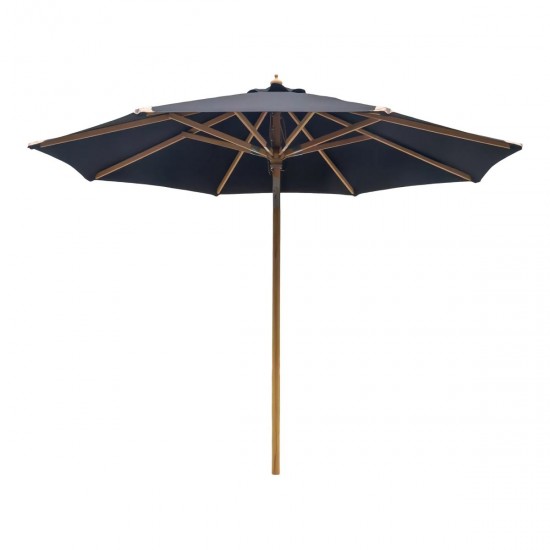 Stor træ parasol med tilt Sort lærred Ø300cm Stor træ parasol med tilt Sort lærred Ø300cm