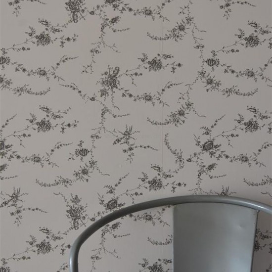 French Grey Vintage Tapet  - Blomster ranke