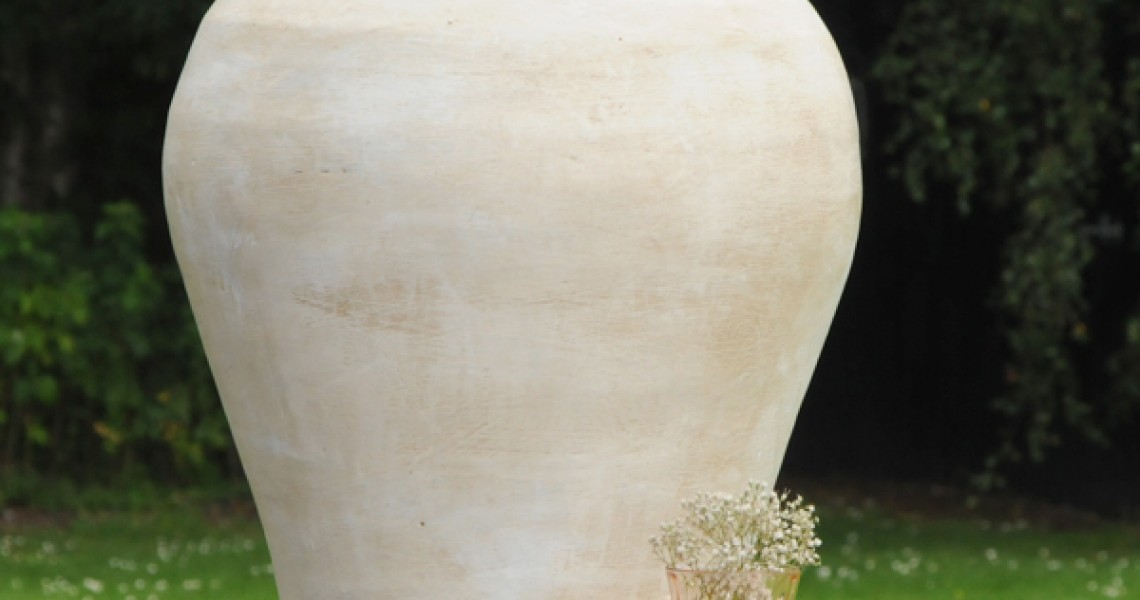 Stor Gulv Vase med Vintage Paint og Patina