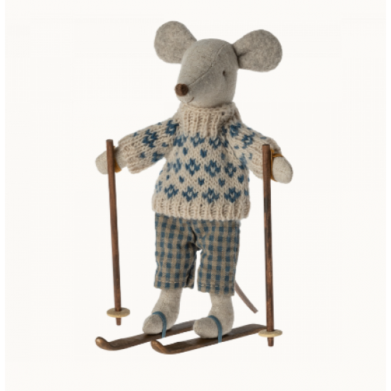 Julemus Far 15 cm med ski