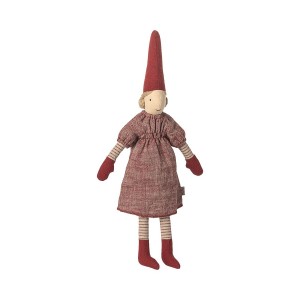 Nisse Pige - Rød kjole - str. 2 - 31 cm Nisse Pige - Rød kjole - str. 2 - 31 cm