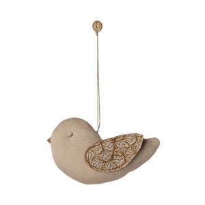 Stof ornament Fugl - Vinter hjerte - Sand Maileg Stof ornament Fugl - Vinter hjerte - Sand Maileg