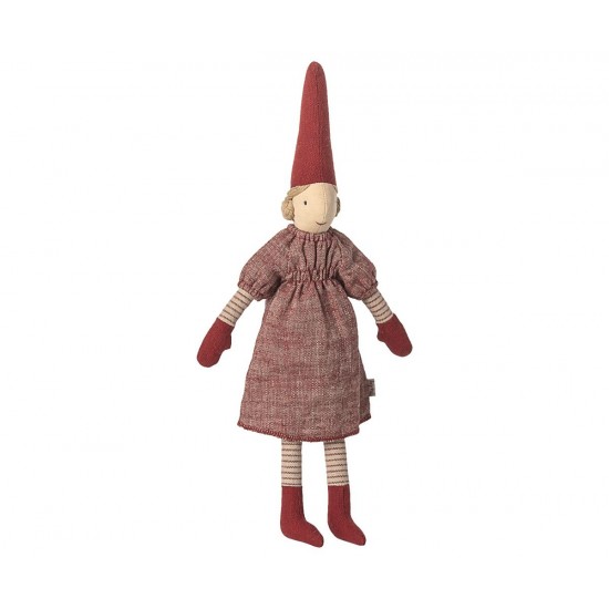 Nisse Pige - Rød kjole - str. 2 - 31 cm Nisse Pige - Rød kjole - str. 2 - 31 cm