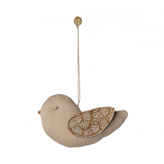 Stof ornament, Fugl - Vinter hjerte - Sand Stof ornament, Fugl - Vinter hjerte - Sand