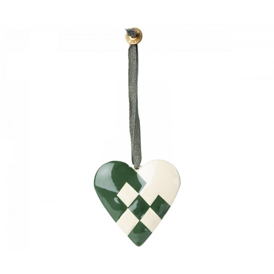 Flettet hjerte grøn lille Metal ornament fra Maileg Flettet hjerte grøn lille Metal ornament fra Maileg