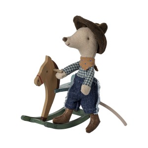 Cowboymus på gyngehest Lillebror Maileg Cowboymus på gyngehest Lillebror Maileg