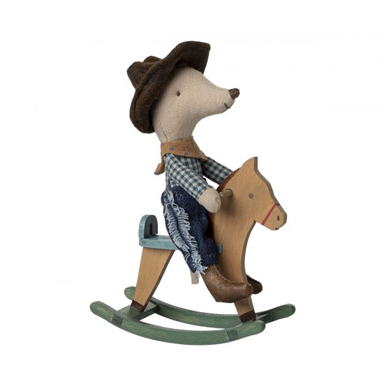 Cowboymus på gyngehest Lillebror Maileg Cowboymus på gyngehest Lillebror Maileg