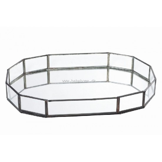 Glas fad med spejl i bund Glas fad med spejl i bund
